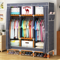 1 m 3 bedroom simple wardrobe solid wood thick Oxford cloth wardrobe large fabric dormitory reinforcement combination storage cabinet