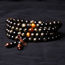 Palace courtesans natural goldstone Buddha beads bracelet 108 prayer beads double gold eye black dazzling stone can be made of car pendant