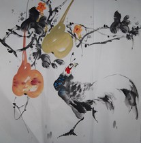 (Daya Chapel) Pure Hand Painted with 4-ruler Square Flower Birds State Painter Living Room Book Room Decorative Calligraphy collection 14