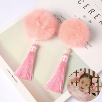 Childrens hair accessories Girl cute cartoon headdress Chinese style costume Cheongsam Princess baby ball ball tassel hairpin