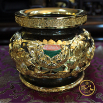 Taiwan Sheng Fan gilded painted lotus flower pure copper incense burner for Buddha sandalwood incense burner home indoor incense burner line incense burner