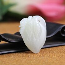 (Lingde Jade) Xinjiang Hetian Jade white jade peach pendant old pit material with certificate for men and women