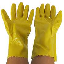 Lu Ning cotton wool impregnated labor insurance labor protection PVC gloves waterproof oil-proof anti-fouling acid and alkali-resistant gloves yellow 10