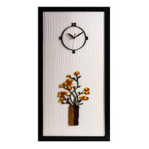 Korean imported wall clock Simple modern home decoration Hand painted 3D vase Living room study creative photo frame wall clock