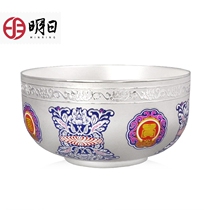  Tomorrow silver bowl 999 silver bowl Blooming rich silver bowl Large silver tableware blue and white silver bowl