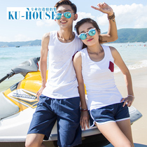  Couple vest beach wear men and women seaside honeymoon couple decoration pure cotton spring and autumn sleeveless couple beach suit