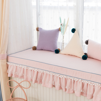 Nordic ins Solid Color hipster Lace Pompon Flounce Floating Window Mat Custom High Density Sponge Rice Pad
