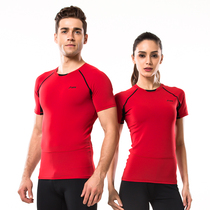 Spring and summer mens and womens high stretch fitness clothes quick-drying fitness clothes short-sleeved T-shirt shorts fitness suit sportswear