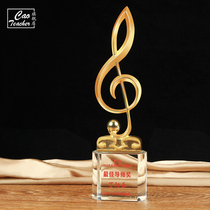 Crystal trophy custom note trophy Metal gold microphone trophy Singing competition Creative music prize custom