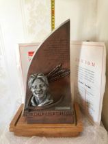 Statue of female Labor hero in the Kazakh Soviet Republic during the Soviet period