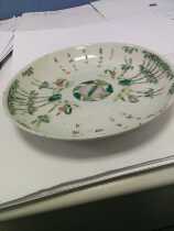 France returns to Qing Dynasty painted porcelain disc folk kiln centenary antique treasure value appreciation porcelain long life old peach