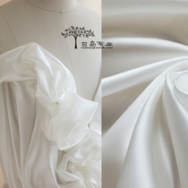 Taiwan Island new pure plain color variety show satin available spring and summer thin wedding dress clothing fabric Ivory White