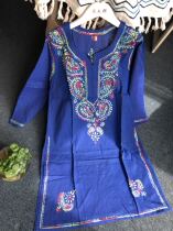 Long blouses in Nepali pure cotton embroidered flowers Home Exotic Customs