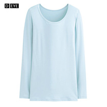 Breathable and comfortable Spring and Autumn Ladies solid color round neck T-shirt long sleeve base shirt slim cotton white top