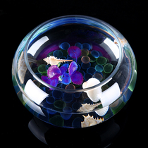 Thickening round transparent glass tank turtle cylinder large cylinder bowl lotus water cultivated ultra-white small fish tank