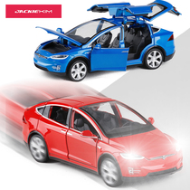 Gull wing door 1 32 Tesla electric car alloy car model six-open door sound and light return force children model toy car