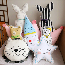 Nordic in Lion Face Baby Kids Pillow Dolls Rabbit bear sofa decorated with pillow cushion panel