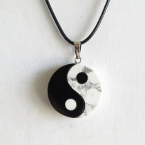Water jade ice soul natural obsidian with white turquoise pendant Tai Chi Yin and yang fish necklace black and white with Tai Chi gossip