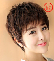 Real hair texher Mom wig Womens new Genuine Hair Temperament Short Hairstyle Short Curly Hair OLD AGE WHOLE HAIR COVER