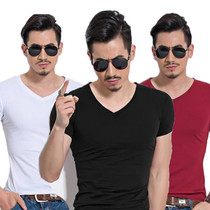 Mens V-neck round neck Latin Modern Square Ballroom Dance Practice Suit Top Short-sleeved half-sleeved Adult T-shirt