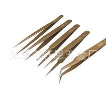 Color tweezers Brown false eyelash elbow stainless steel tweezers electronic pliers can be fixed LOGO color