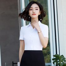 Hotel & Dining Front Desk Cashier Overalls Short-sleeved Summer Shirt Women Waiter V-neck White Shirt