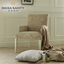 Single sofa chair solid wood rice white soft bag fabric dining chair Nordic designer furniture small apartment Model Room