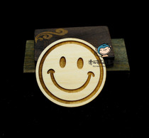 Smiley face badge staff wood carving cartoon work card shopping mall work card personality wooden pin badge creative woodcut