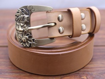 Pure brass solid carved leather belt head tanning leather belt handmade leather carving cattle evil evil night fork model