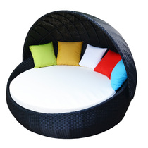 Outdoor sofa balcony courtyard bed hotel rattan art bed round rattan chair sofa bed vacation beach lounge chair combination