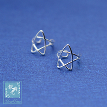 Silver time S925 sterling silver earring fashion hollow five-corner star opening without ear clip ear clip earrings female