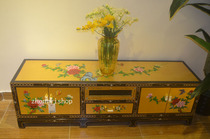 Gold foil hand-drawn Chinese classical furniture living room TV cabinet display cabinet locker