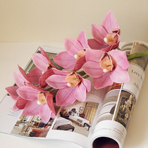 Simulation flower arrangement silk flower seven head Cymbidium artificial flower flower flower decoration decoration decoration bedroom study Flower