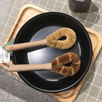 Love home preferred natural beech wood natural coconut palm long handle wash pan brush kitchen brush cleaning brush pan