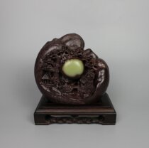  Landscape Qingtian dragon egg stone carving decoration Yuemanxilou exquisite jade natural pretty handicraft genuine Ming and Qing Dynasties classical
