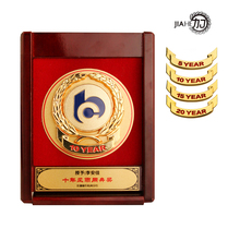 Trophy medals customized wooden tray wooden medal folding honor five years ten years employee retirement commemorative card