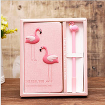 Japanese creative hand account notebook set girl heart cartoon flamingo gift box best friend birthday walking heart gift