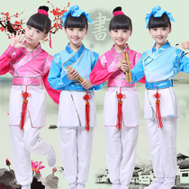 New childrens calligraphy costumes girls ancient costumes Hanfu three-character boys Chinese learning costumes stage performances