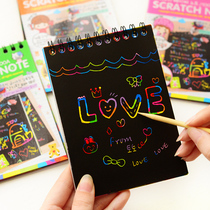 Korean stationery black cardboard scraping graffiti DIY homemade fun gift surprise coating magic book