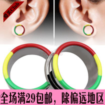 Fashion Stainless Steel Color Drop Glue Pulley Ear Expand Anti-Allergy No Fade Big Ears Dongle Ear Ornaments