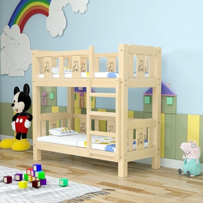 Kindergarten upper and lower bunk bed Sleeping Bed Solid Wood Double children High and low bed Afternoon Tobed hosting class Dormitory Bed Elementary School Students