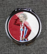 Portable make-up mirror custom Glezman football stars to figure photos carry-on mini bifacial fold 1303