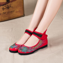 2022 spring embroidered shoes old Beijing cloth shoes womens shoes thousand-layer bottom single shoes inner heightened high-top shoes