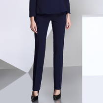 Autumn and winter trousers womens slim leg trousers Suit pants OL black professional womens straight pants Dark blue pants