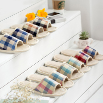 Home home summer linen mens and womens slippers Home slippers Indoor household floor drag non-slip soft bottom drag