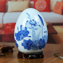 Jingdezhen ceramic vase blue and white porcelain hand-painted Lotus modern home living room ornaments Fu egg Crafts gift