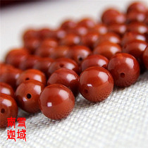 Liangshan original mine 9MM natural southern red agate persimmon red round beads scattered beads diy Buddha beads accessories (single price)