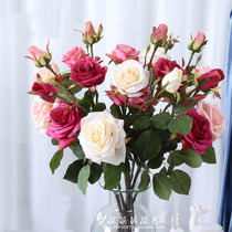 Emulated Eurostyle Rose single beam over rubber upscale Rose Living room Furnishing Wedding Celebration bouquet outdoor anti-sunburn
