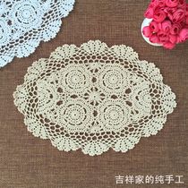 Handmade crochet crochet meal mat cotton woven nostalgic retro garden shooting props oval decorative table mat