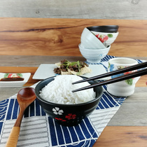 2 pieces and wind tableware circle pattern eating rice porcelain bowl thick soup noodle rice bowl Small Bowl household ceramic bowl rice soup bowl